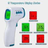 Thermomètre LCD frontal infrarouge sans Contact numérique avec fonction de mémoire réglage sonore d'alarme couleur